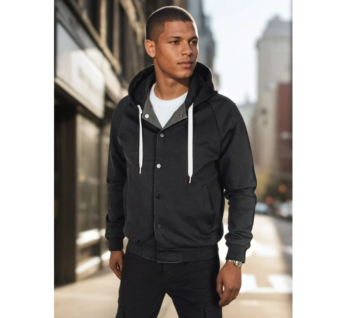 Pánska bunda bomber s kapucňou sivá FashionStreet TX5017