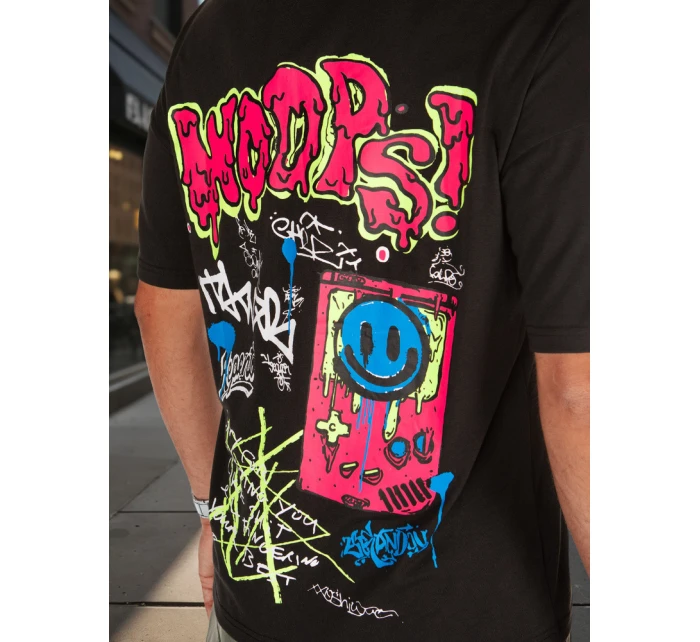 Pánske tričko s potlačou čierne FashionStreet RX5645