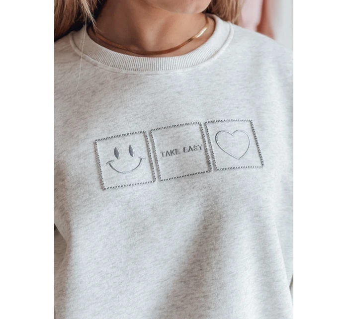 Dámska nadrozmerná mikina s výšivkou EASYJOY sivá FashionStreet BY1517 Dámska nadrozmerná mikina s výšivkou EASYJOY sivá FashionStreet BY1517
