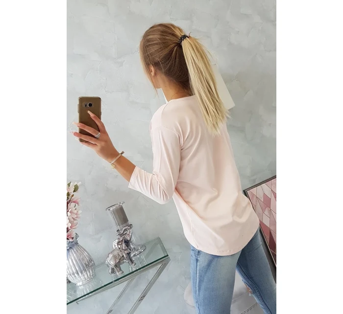 Blúzka s 3D grafikou Bird powder pink