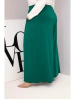 Dámské bavlněné kalhoty Plus Size s širokými nohavicemi a volným střihem tmavě zelené Dámské bavlněné kalhoty Plus Size s širokými nohavicemi a volným střihem tmavě zelené