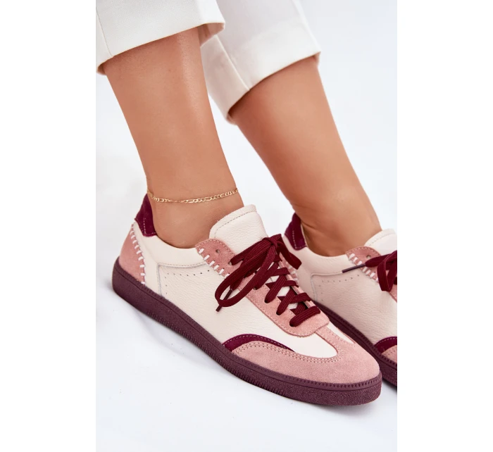 Dámské Kožené Tenisky model 21703133 Béžové - Zazoo Dámské Kožené Tenisky model 21703133 Béžové - Zazoo