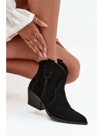 Nazouvací dámské kozačky z přírodního semiše černé model 21713735 - Boto