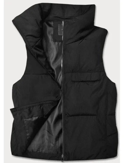 Krátka čierna vesta so stojačikom (16M9079-392)