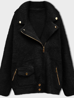 Krátka čierna vlnená bunda typu "alpaka" (553)