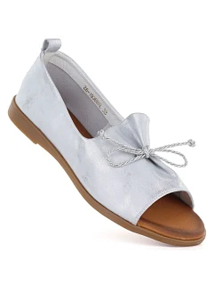 Dámské kožené polobotky s otevřenou špičkou stříbrné barvy model 22099480 - Cambell