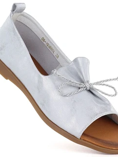 Dámske kožené čižmy s otvorenou špičkou strieborné Cambell 19388