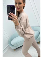 model 18753509 set halenka + top + legíny béžová - K-Fashion