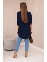 Blúzka s predĺženým zadným dielom navy