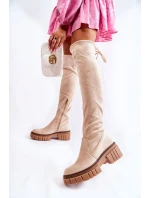 Dámské semišové boty světle béžová model 21593726 - Boto