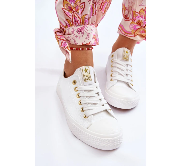 Dámské Klasické Tenisky Bílé a zlatá model 21607873 - EVENTO Dámské Klasické Tenisky Bílé a zlatá model 21607873 - EVENTO