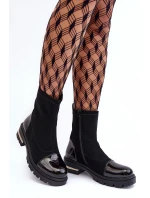 Kůže Klasické Botky Na Plochém Podpatku Černé model 21633814 - Boto Kůže Klasické Botky Na Plochém Podpatku Černé model 21633814 - Boto