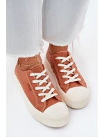 Materiałowe Trampki Damskie Na Platformie Big Star RR274778 Pomarańczowe