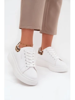 Sneakersy Damskie Na Platformie Big Star SS274247 Białe Panterka