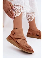 Kožené dámské sandály na platformě model 22208623 Camel - Maciejka
