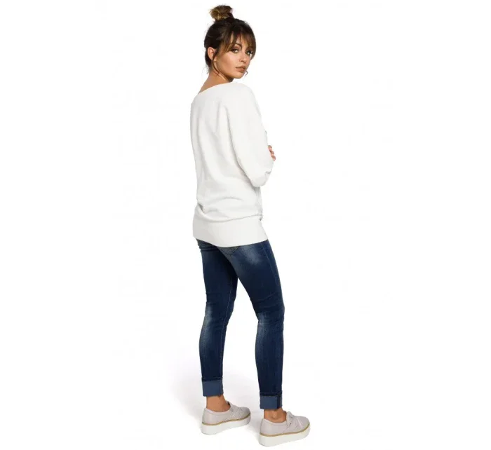 B048 Blúzka nadmernej veľkosti so zavinovacími detailmi - púdrová