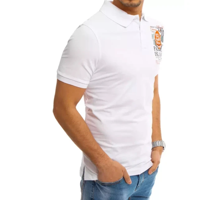 FashionStreet biele polo tričko s potlačou PX0370 FashionStreet biele polo tričko s potlačou PX0370