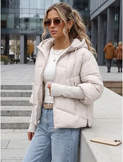 Krótka kurtka damska pikowana z kapturem  model 22341005 - FashionStreet