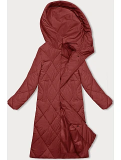 Červená dlouhá zimní bunda s kapucí model 21246736 - J.STYLE