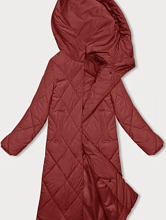 Červená dlouhá zimní bunda s kapucí model 21246736 - J.STYLE