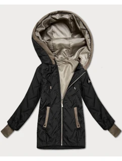 Dámska bunda s pletenými vložkami S'West black (B8561-1)