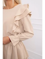 Šaty so zvislými volánmi béžovej Šaty so zvislými volánmi béžovej