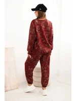 Dámska súprava z viskózy nadrozmernej veľkosti s predĺženou mikinou a pracím efektom vo vínovej farbe Dámska súprava z viskózy nadrozmernej veľkosti s predĺženou mikinou a pracím efektom vo vínovej farbe