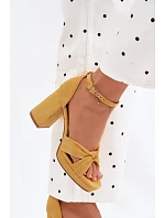 Dámské sandály na podpatku z imitace semiše Žluté Rosetta