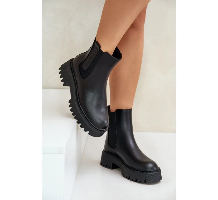 Kožená členková obuv OO274A386 čierna - Big Star