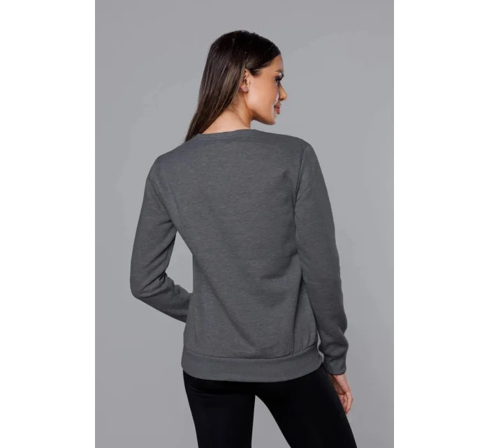 Dámská tepláková mikina v grafitové barvě se stahovacími lemy model 17038502 - J.STYLE Dámská tepláková mikina v grafitové barvě se stahovacími lemy model 17038502 - J.STYLE