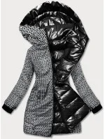 Čierna obojstranná dámska metalická bunda (b8070-1)