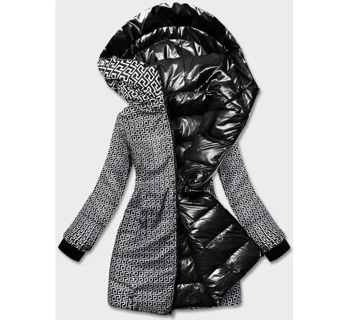 Čierna obojstranná dámska metalická bunda (b8070-1)