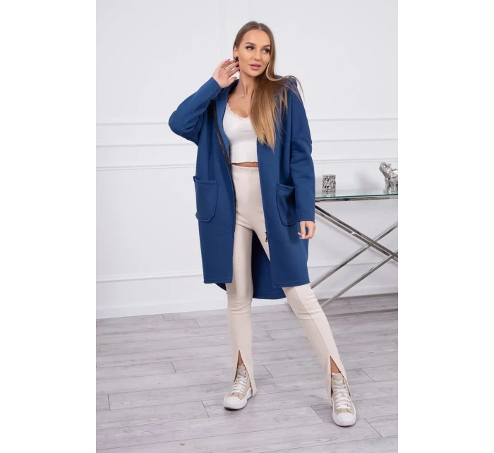 Zateplená mikina na zip s prodlouženým zadním model 18747786 džínovina - K-Fashion Zateplená mikina na zip s prodlouženým zadním model 18747786 džínovina - K-Fashion