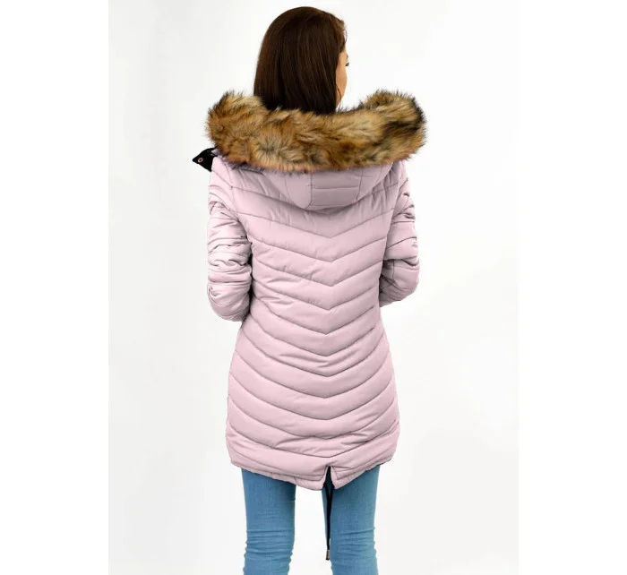 Tmavomodrá a ružová obojstranná dámska zimná bunda s kapucňou (w211) Tmavomodrá a ružová obojstranná dámska zimná bunda s kapucňou (w211)