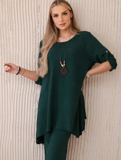 Súprava blúzka + nohavice s príveskom tmavozelená