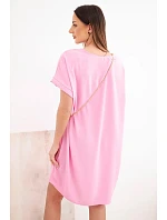 Dámske šaty s krátkym rukávom a retiazkou candy pink Dámske šaty s krátkym rukávom a retiazkou candy pink
