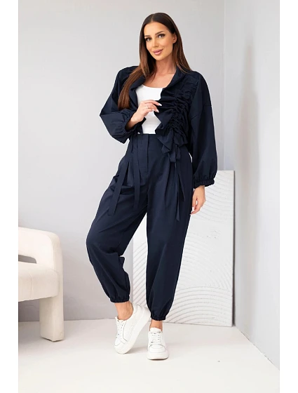 Dámská bavlněná souprava s model 22294798 mikinou a kalhotami modrý granátová - K-Fashion