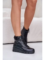 Lehké Zateplené Dámské Boty Na Platformě A Klínu Černé model 21674010 - Boto