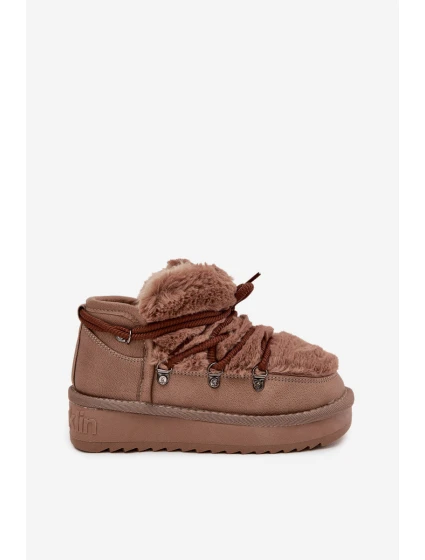 Śniegowce Dziecięce Młodzieżowe Z Futerkiem D.Franklin DFSH370011 Brązowe