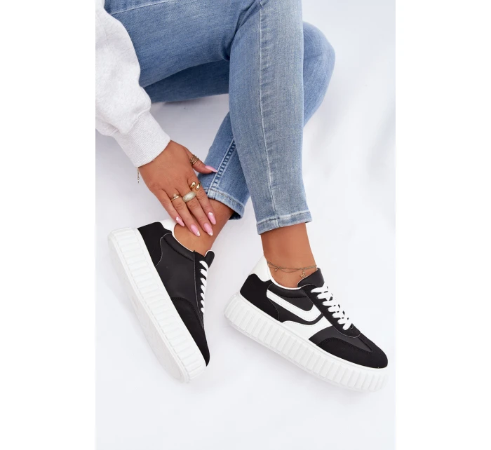 Dámské tenisky na platformě z eko semiše Černé Cadrina