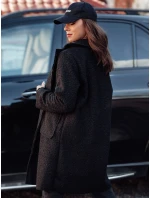 Dámský oversize dlouhý kabát z kůže černý Dstreet model 21981936 - FashionStreet