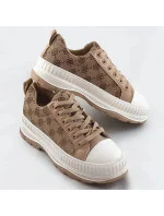 Tmavo béžové tenisky trampky s vyššou podrážkou (S067)