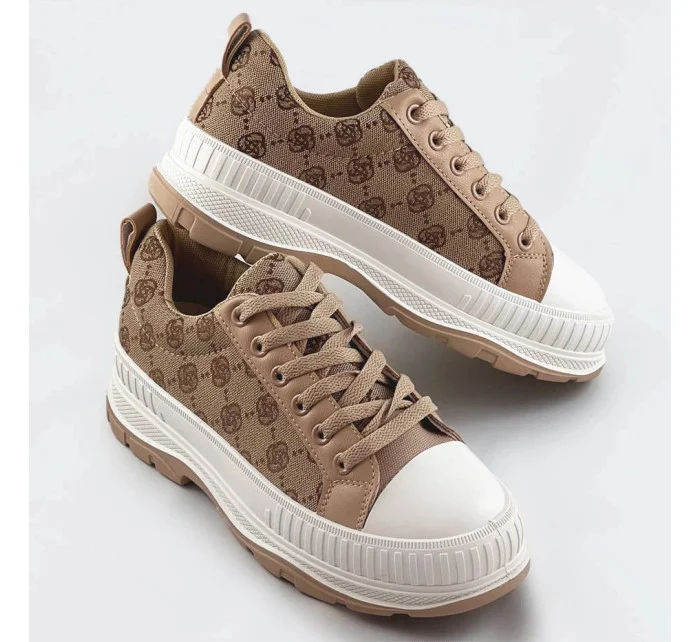 Tmavo béžové tenisky trampky s vyššou podrážkou (S067)