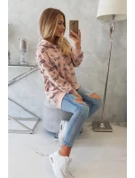 Mikina s nápisy tmavě pudrově růžová