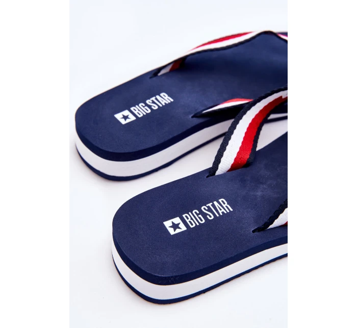 Damskie Klapki Japonki Na Platformie Big Star LL274779 Granatowe