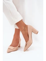 Lodičky na podpatku s ozdobou béžové model 21704571 - Boto
