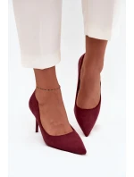 Szpilki Damskie Z Eko Zamszu Bordowe Elvessa