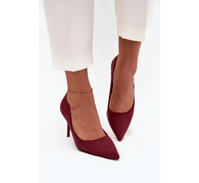 Szpilki Damskie Z Eko Zamszu Bordowe Elvessa