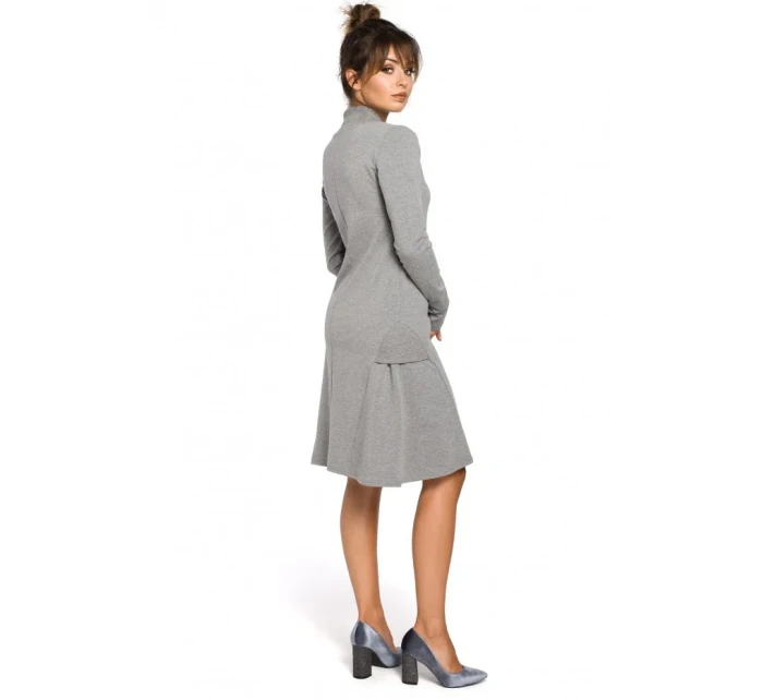 trapézové šaty s žebrovaným lemováním šedé  model 19564451 - BeWear