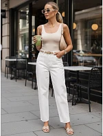 Dámske džínsy s opaskom a vysokou sedmičkou v bielej farbe FashionStreet UY3062